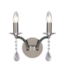Fiore Wall Lamp Switched 2 Candle Light Black Chrome, Crystal - thumbnail 1