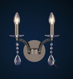 Fiore Wall Lamp Switched 2 Candle Light Black Chrome, Crystal - thumbnail 2