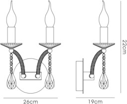 Fiore Wall Lamp Switched 2 Candle Light Black Chrome, Crystal - thumbnail 3