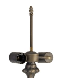 Worcester 2 Light Curved Table Lamp E27 With 40cm Tiffany Shade, Red, Crystal, Aged Antique Brass - thumbnail 5