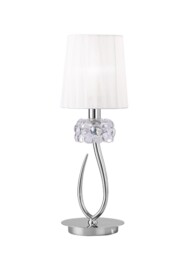 Loewe Table Lamp 1 Light E14 Small, Polished Chrome with White Shade