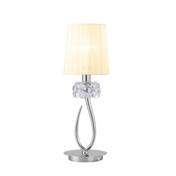 Loewe Table Lamp 1 Light E14 Small, Polished Chrome with White Shade - thumbnail 3