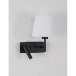 Flex Reading Light White Fabric Shade, Sandy Black Aluminium Adjustable - Switched LED 3W 210Lm 3000K LED E27 - thumbnail 3