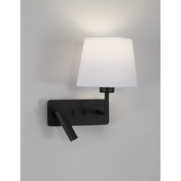 Flex Reading Light White Fabric Shade, Sandy Black Aluminium Adjustable - Switched LED 3W 210Lm 3000K LED E27 - thumbnail 5