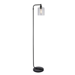 Toledo Complete Floor Lamp Matt Black, Clear Glass