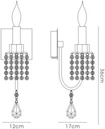 Emily Wall Lamp Switched 1 Candle Light Polished Chrome, Crystal - thumbnail 3