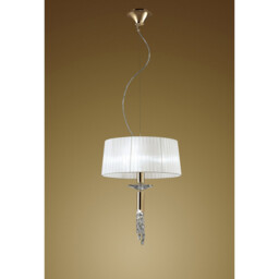 Tiffany Pendant 3+1 Light E27+G9, French Gold With White Shade & Clear Crystal - thumbnail 2