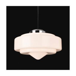 Art Deco Pendant Light Chrome with Opal White Glass - thumbnail 2