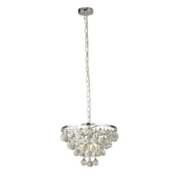 Michelle 4 Light Round Chrome Ceiling Pendant with Rain Drop Glass Balls - thumbnail 1