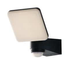 Sat Outdoor Built-In LED Flood Light With Night And Pir Motion Sensor, Black White, IP54, 4000K