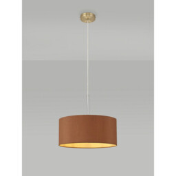 Baymont Antique Brass E27 Single Pendant With 40cm x 18cm Dual Faux Silk Shade, Raw Cocoa/Grecian Bronze - thumbnail 2