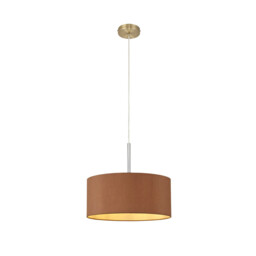 Baymont Antique Brass E27 Single Pendant With 40cm x 18cm Dual Faux Silk Shade, Raw Cocoa/Grecian Bronze - thumbnail 5
