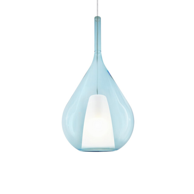 Kalique Ill 28cm Teardrop Dome Pendant Ceiling Light Sky Blue 1x E27 - image 1