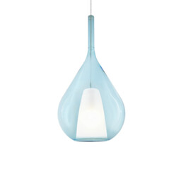 Kalique Ill 28cm Teardrop Dome Pendant Ceiling Light Sky Blue 1x E27 - thumbnail 1