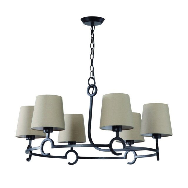 Argi Ceiling Pendant 6 Light E27 with Taupe Shades Brown Oxide - image 1