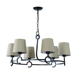 Argi Ceiling Pendant 6 Light E27 with Taupe Shades Brown Oxide - thumbnail 1