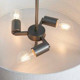 Hayfield Cylindrical Pendant Brushed Bronze Effect Plate & Natural Linen 3 Light Dimmable IP20 - E27 - thumbnail 5