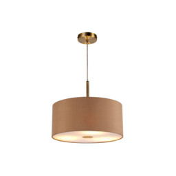 Baymont Antique Brass 3 Light E27 Single Pendant With 40cm x 18cm Dual Faux Silk Shade, Antique Gold/Ruby - thumbnail 5