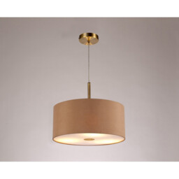 Baymont Antique Brass 3 Light E27 Single Pendant With 40cm x 18cm Dual Faux Silk Shade, Antique Gold/Ruby - thumbnail 2