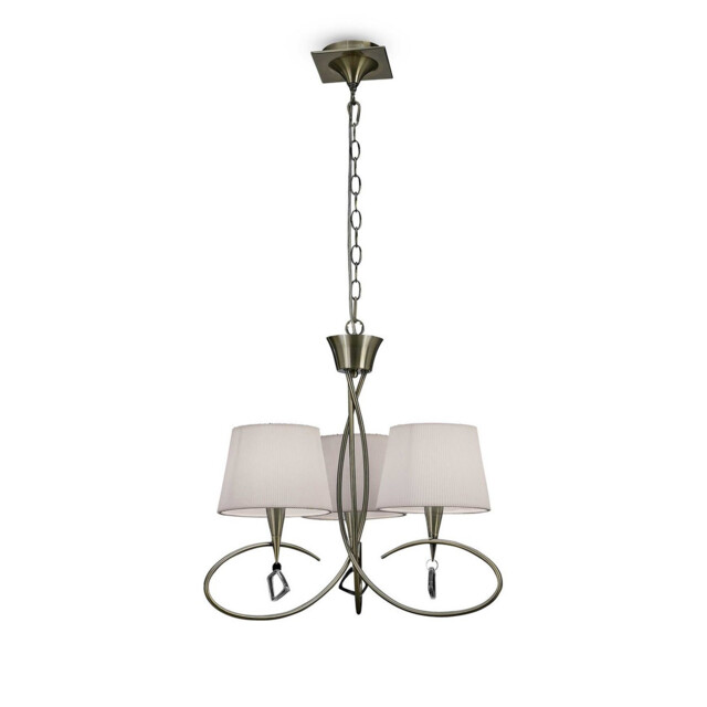 Mara Pendant 3 Light E14, Antique Brass With Ivory White Shades - image 1