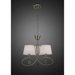 Mara Pendant 3 Light E14, Antique Brass With Ivory White Shades - thumbnail 2