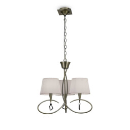 Mara Pendant 3 Light E14, Antique Brass With Ivory White Shades - thumbnail 1