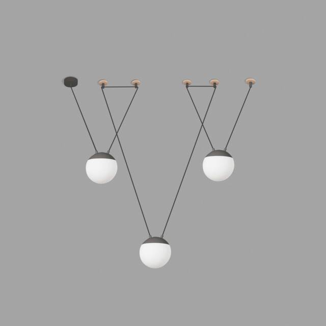 Mine 3 Light Ceiling Pendant Wood, Dark Grey, E27 - image 1