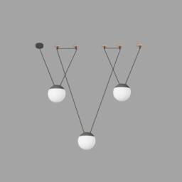 Mine 3 Light Ceiling Pendant Wood, Dark Grey, E27