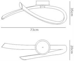 Armonia Semi Flush Ceiling Loop, Dimmable, 25W LED, 3000K, 1875lm, Titanium, Frosted Acrylic - thumbnail 2