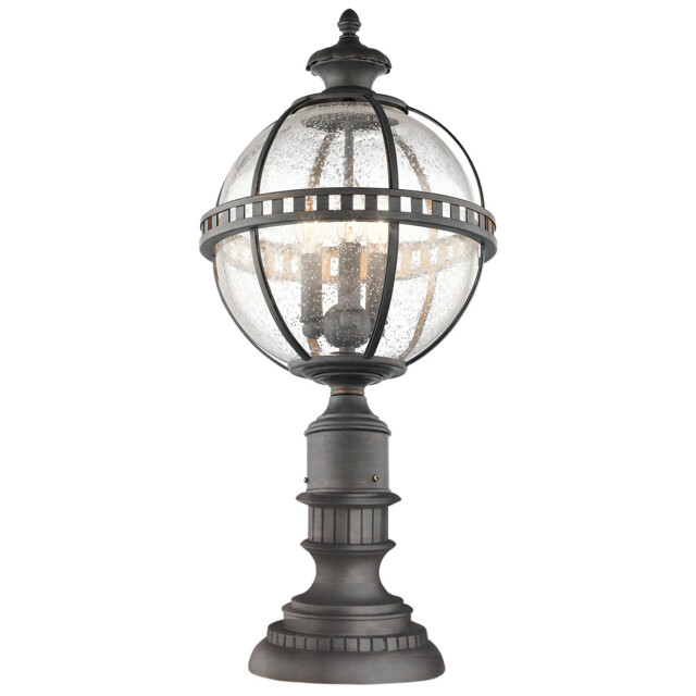 Halleron 3 Light Outdoor Pedestal Lantern Grey IP44, E14 - image 1