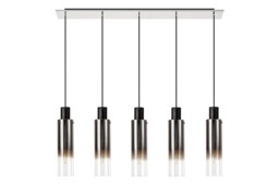 Peekskill Linear Pendant, 5 Light Adjustable E27, Black, Smoke Fade Glass - thumbnail 5