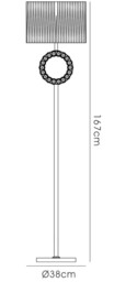 Florence Round Floor Lamp with White Shade 1 Light Polished Chrome, Crystal - thumbnail 3