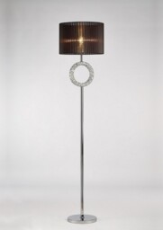 Florence Round Floor Lamp with White Shade 1 Light Polished Chrome, Crystal - thumbnail 5