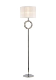 Florence Round Floor Lamp with White Shade 1 Light Polished Chrome, Crystal - thumbnail 1