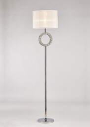 Florence Round Floor Lamp with White Shade 1 Light Polished Chrome, Crystal - thumbnail 2