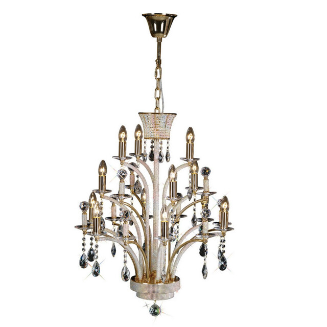 Orlando Pendant 12 Light E14 French Gold/Crystal, (ITEM REQUIRES CONSTRUCTION/CONNECTION) - image 1