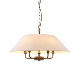 Lille Multi Arm Pendant Ceiling Light Matt Black & Natural Faux Linen 5x B22