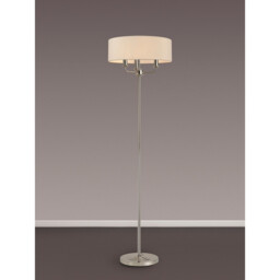 Banyan 3 Light Switched Floor Lamp With 45cm x 15cm Faux Silk Shade, Polished Nickel/Ivory Pearl - thumbnail 2