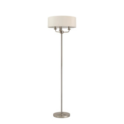 Banyan 3 Light Switched Floor Lamp With 45cm x 15cm Faux Silk Shade, Polished Nickel/Ivory Pearl - thumbnail 5