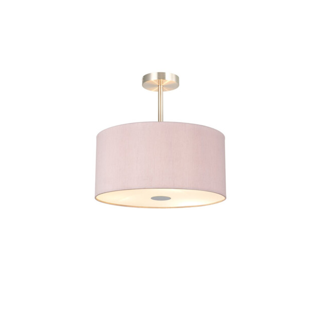 Baymont Satin Nickel 3 Light E27 Semi Flush With 40cm x 18cm x 18cm Dual Faux Silk Shade, Taupe/Halo Gold - image 1