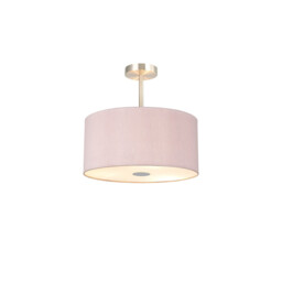 Baymont Satin Nickel 3 Light E27 Semi Flush With 40cm x 18cm x 18cm Dual Faux Silk Shade, Taupe/Halo Gold - thumbnail 1