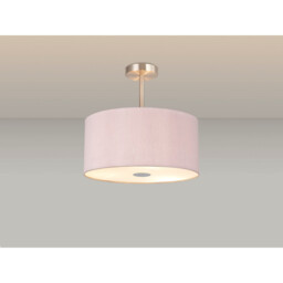 Baymont Satin Nickel 3 Light E27 Semi Flush With 40cm x 18cm x 18cm Dual Faux Silk Shade, Taupe/Halo Gold - thumbnail 2