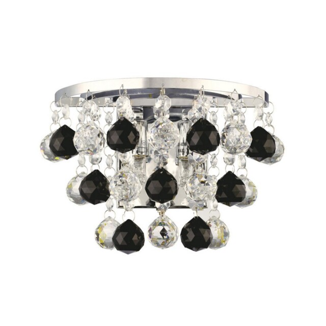 Atla Wall Lamp Switched 2 Light Polished Chrome, Crystal, Supplied with 9 Additional Black Crystal Spheres - image 1