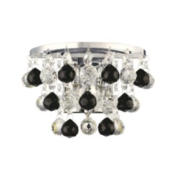 Atla Wall Lamp Switched 2 Light Polished Chrome, Crystal, Supplied with 9 Additional Black Crystal Spheres