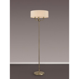 Banyan 3 Light Switched Floor Lamp With 45cm x 15cm Dual Faux Silk Shade, Nude Beige/Moonlight Antique Brass - thumbnail 2