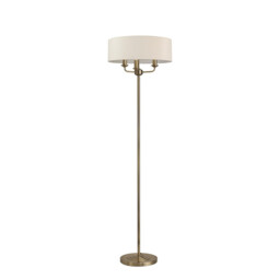 Banyan 3 Light Switched Floor Lamp With 45cm x 15cm Dual Faux Silk Shade, Nude Beige/Moonlight Antique Brass - thumbnail 5