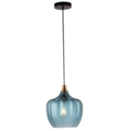 Polis Dome Pendant Ceiling Light Ink Blue - Antique Brass 1xE27