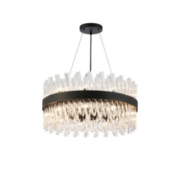 Lysander 18 Light G9, Ceiling Pendant Round, Satin Black, Clear Item Weight: 16.81kg