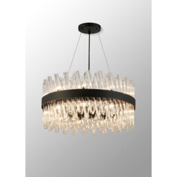 Lysander 18 Light G9, Ceiling Pendant Round, Satin Black, Clear Item Weight: 16.81kg - thumbnail 3