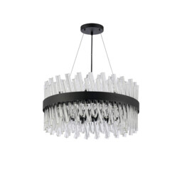 Lysander 18 Light G9, Ceiling Pendant Round, Satin Black, Clear Item Weight: 16.81kg - thumbnail 5